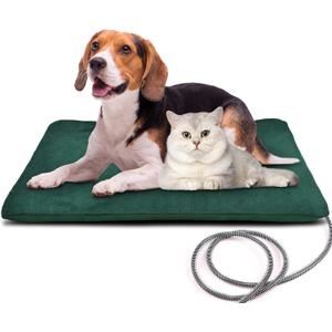 PETNF Outdoor Pet Heating Pads for Dog,Soft Electric Blanket Auto Temperature Control,Heated Mat for Dog House,Whelping Supply for Pregnant New Born Stray Feral Cat Puppy,Safe (L: 27.6'' x 15.7'', Green)