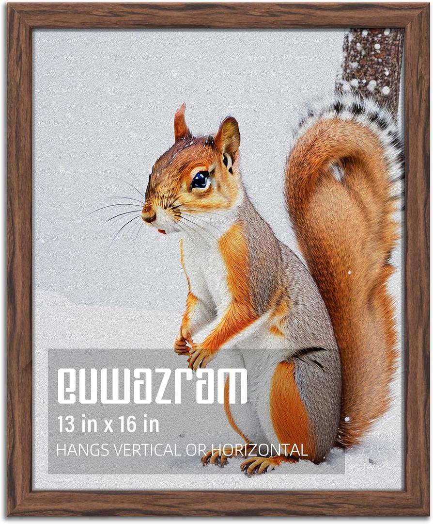 Rustic Walnut 13x16 Frame - Single Frame, 13 x 16 Poster Frame for Artwork, Puzzles, Photos and Movie Posters Picture Frames