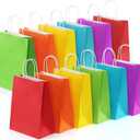 BagDream 24Pcs 10x5x13 Kraft Paper Party Favor Gift Bags with Handles Assorted Rainbow Colors for Wedding, Baby Shower, Birthday, Gifts, Shopping and Party Supplies