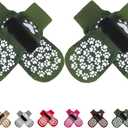 EXPAWLORER Anti Slip Dog Socks to Prevent Licking Paws, Shoes for Hot Pavement, Dog Booties for Small Medium Large Senior Dogs, Traction Control Boots & Paw Protectors for Hardwood Floors ArmyGreen