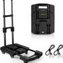 VoipV Folding Hand Truck 500lbs, Portable Heavy Duty Dolly Cart, 6 Wheels Collapsible Luggage Cart with 2 Elastic Ropes - Compact Trolley Cart for Easy Moving - Ideal Hand Cart for Travel and More (17, Black)