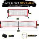 Portable Pickleball Net with Wheels, 22 FT & 11 FT Pickle ball Net 2-in-1