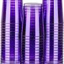 Homy Feel 10 Oz Purple Glitter Plastic Cups - 50PCS Disposable Cocktail & Wine Cups for Wedding Party
