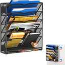 6-Tier Magnetic File Holder, No Drilling Magnetic File Organizer Folder Holder, Black Hanging Magnetic Paper Holder for Refrigerator, Whiteboard, File Cabinets, Office, Kitchen (Black, 6-Tier)