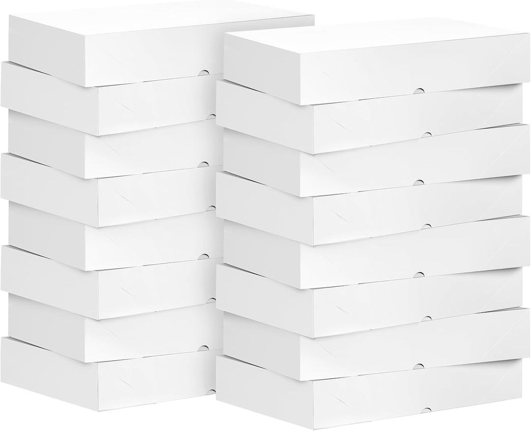 Ocmoiy 16 Pack Large Gift Boxes with Lids, 17 x 11 x 4 Inches Extra Deep White Gift Boxes for Presents, Auto Pop-up Clothes Box for Robes Shirts Blankets and Bulky Presents
