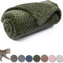 Warm Soft Fuzzy Dog or Cat Blanket, Plush Fleece Throws for Bed, Couch, Sofa, Travel (M/32" x 40", Dark Green)