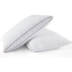 WOLKI Goose Down Feather Pillows, Pillows Standard Size Set of 2, 100% Soft Cotton Cover Bed Pillows, Hotel Pillow for Back, Stomach or Side Sleepers