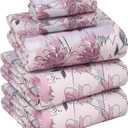 RUVANTI 100% Cotton Sheets  Split King Size Percale Bedding, Cooling & Breathable Floral Design, Durable with a Crisp, Soft & Comfortable Feel, 16" Deep Pocket, 5-Piece Set, Lilac Floral