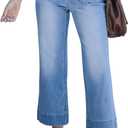 luvamia Wide Leg Jeans for Women Trendy High Waisted Flare Jeans Cropped Denim Pants Stretchy Baggy with Patch Pockets (XXL)