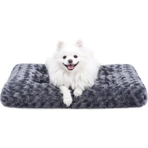 KSIIA Washable Dog Bed Deluxe Plush Dog Crate Beds Comfy Kennel Pad Anti-Slip Pet Sleeping Mat for Large, Jumbo, Medium, Small Dogs Breeds, 29" x 21", Dark Grey