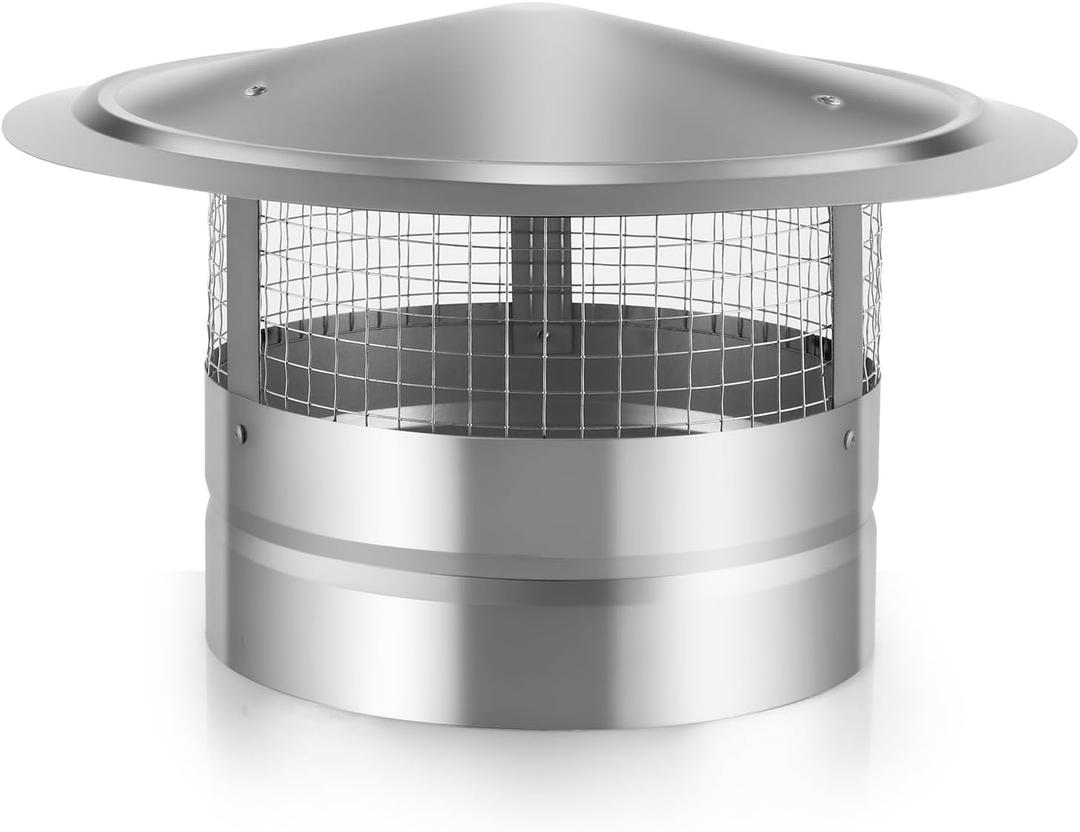 10 Inch Galvanized Steel Chimney Cap, Round Chimney Cover with Screen, Stove Pipe Topper for Outside Fireplace Flue, Furnace Roof Vent