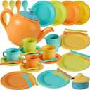 Buyger Kids Kitchen Accessories and Tea Set for Toddlers 3-5, Play Kitchen Toy Dish Plates Utensils Dinnerware Set Pretend Role Play Gifts for Ages 3 4 5 Years Olds Children Boys Girls