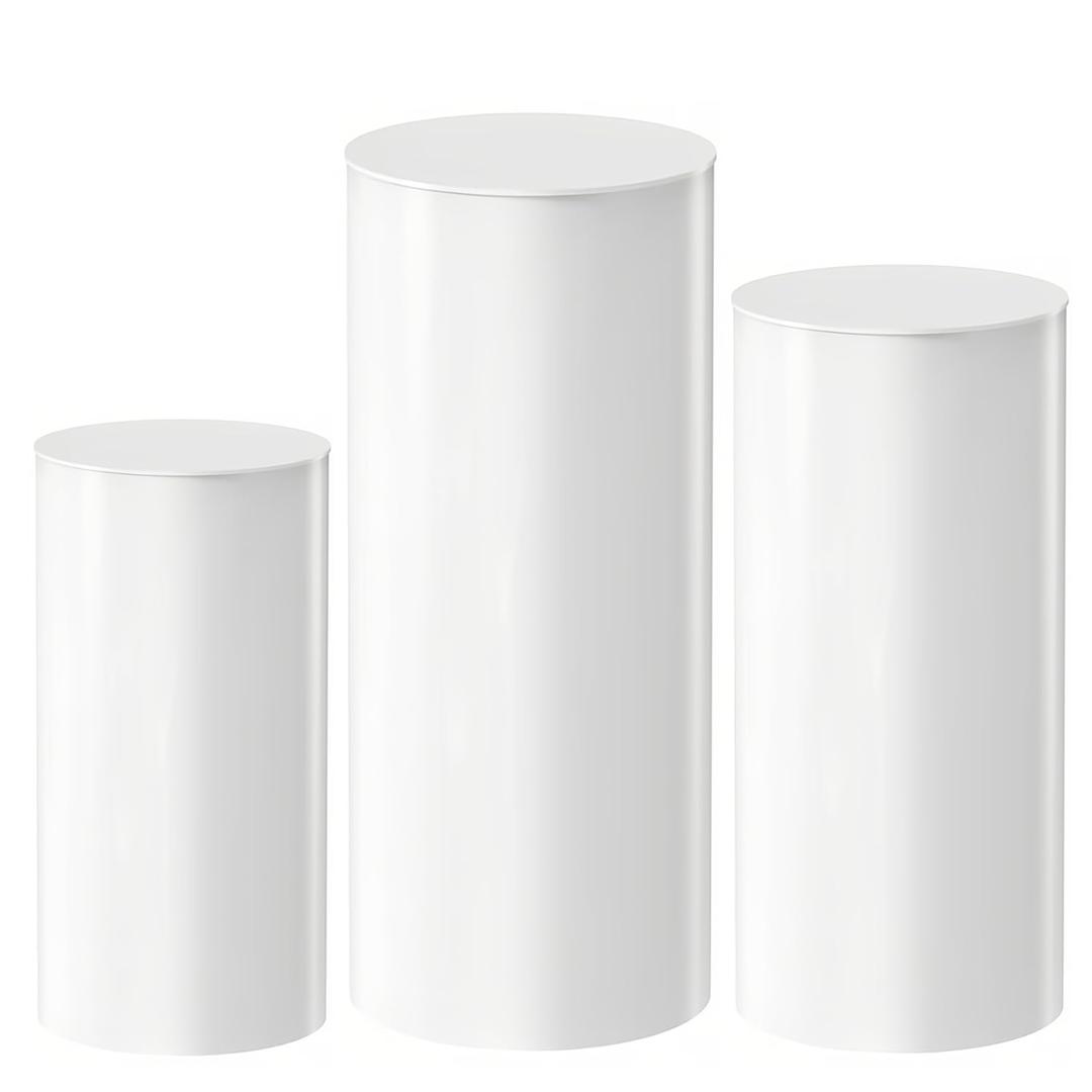 Cylinder Stands for Party, 3Pcs White Round Party Cylinder Table for Party Weddings Birthday Backdrop Decorations 35.4''(L),29.5''(M),23.6''(S)
