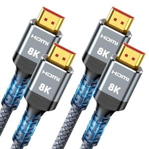 Highwings 8K HDMI Cable 2.1 2-Pack 1FT, Slim 48Gbps High Speed HDMI Braided Cord-4K@120Hz 144Hz 8K@60Hz, HDCP 2.2&2.3, Dynamic HDR,eARC,DTS:X,RTX 3090, Dolby Compatible with Roku TV/HDTV/PS5/Blu-ray