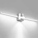 SOLFART Vanity Lights for Bathroom Bath Light Fixtures 32 Inch Dimmable Bathroom Vanity Light Fixtures Silver LED Modern Wall Light D