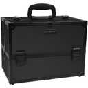 SHANY Essential Pro Makeup Train Case Cosmetic Box Portable Makeup Case Cosmetics Beauty Organizer Jewelry storage with Locks, Multi Compartments Makeup Box and Shoulder Strap - All Black