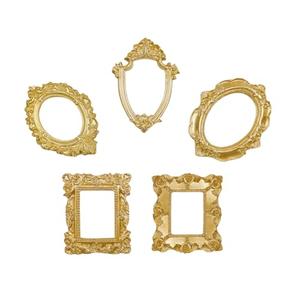 ERESGREAT Mini gold frames Mini frame Small Picture Frames Magnetic Picture Frames for Refrigerator Vintage Picture frames Antique Vintage gold frame Jewelry Display Photo Frame Christmas Decor(5pcs，Gold)