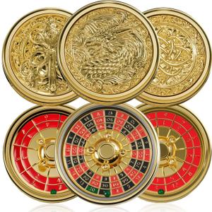 Wheel of Fate Dice Spinner ,DND 7-in-1 roulette dice , metal Dragon D&D dice set, with Gorgeous Gift Box for Dungeons and Dragon and Tabletop Game (Golden 7 in 1)