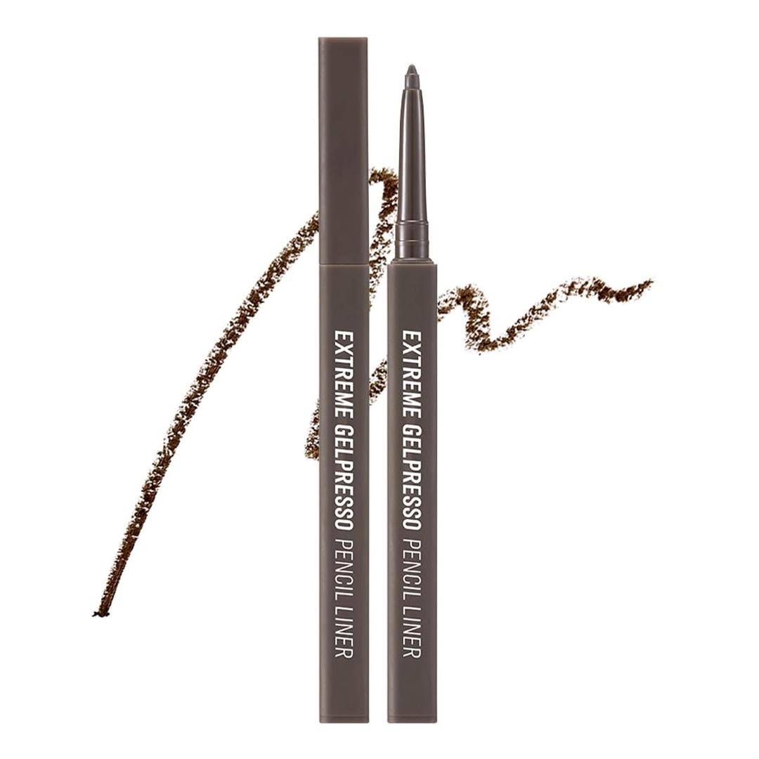 CLIO Extreme Gelpresso Pencil Eyeliner, Gel Smooth Waterproof Formula, High Pigment Color, Smudge Proof Long Wear, Creamy Glide, Tightline Blend Control, Safe for Sensitive Eyes (004 Gray Brown)