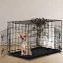 24 Inch Dog Crate Dog Cage for Large Dogs Folding Mental Wire Dog Kennel Outdoor and Indoor with Double-Door Divider Panel Removable Tray and Handle