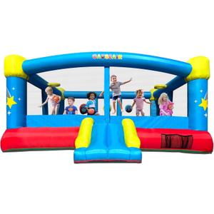 Big Inflatable Bounce House for Party Fun,15ft x 14.8ft,Double Basketball Hoop,Throw Ball Game,Reinforced PVC Bounce Floor,Jumping Bouncy Castle Holds 6 Kids