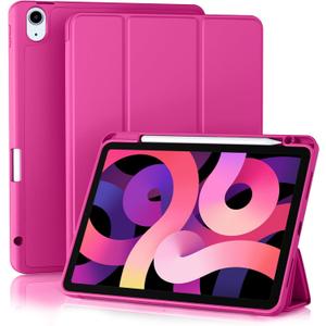 Akkerds Compatible with iPad Air 11 Inch Case 7th/6th Generation (M3/M2) 2025/2024, for iPad Air 5th/4th Generation Case 10.9 Inch 2022/2020 with Pencil Holder[Auto Sleep/Wake], Rose