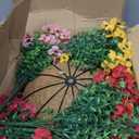 HyeFlora Artificial Fake Hanging Plants Flowers with Basket Outdoor Decor Faux Silk Dasiy Flower Arrangements in Pot Planter for Porch Home Indoor Patio Garden Yard Decoration, Mix