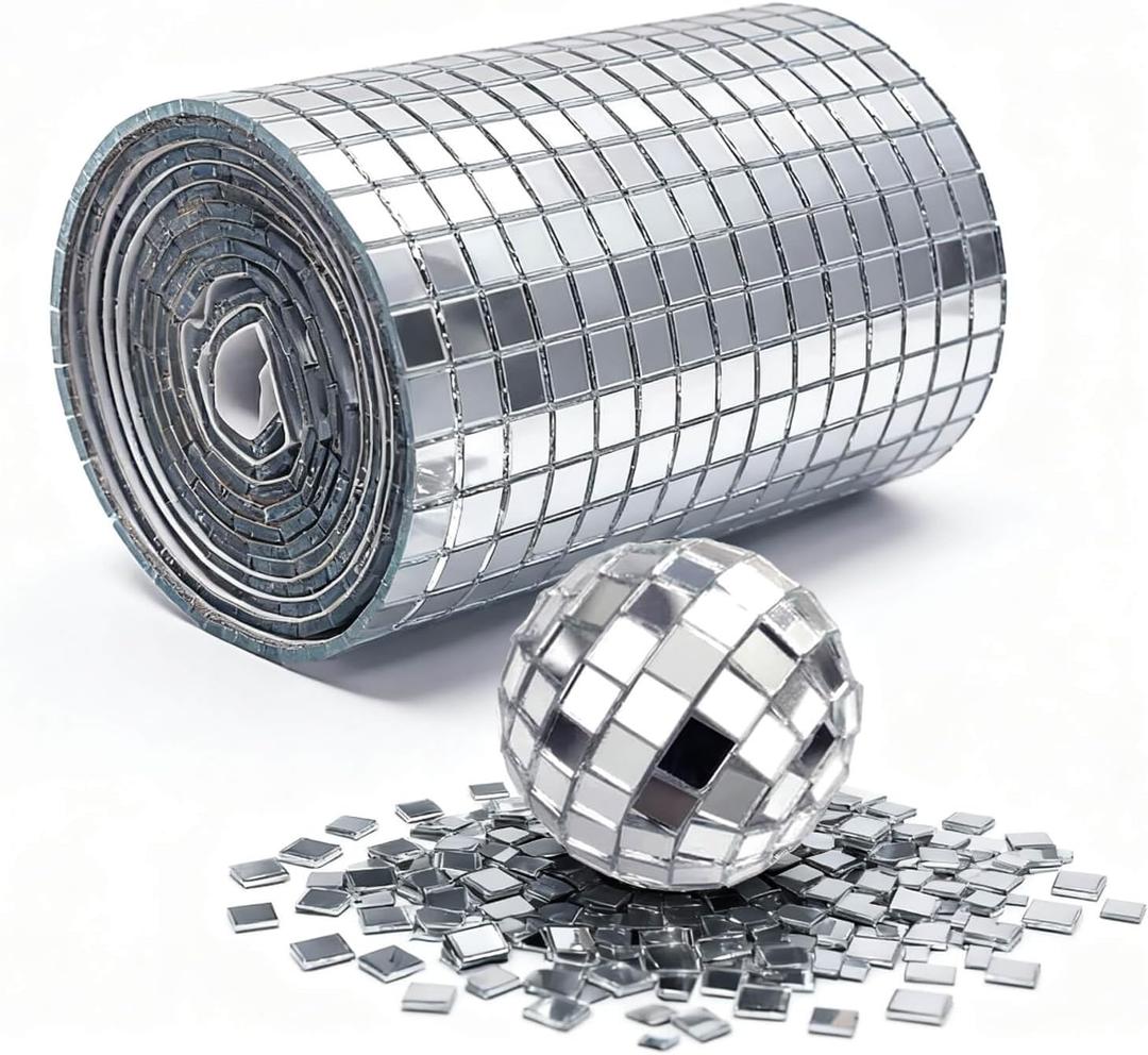 5400pcs Self-Adhesive Mirror Mosaic Tiles, 5x5mm Disco Ball Mirror Tiles for DIY Crafts, Party Decorations, Stickers & Art Projects