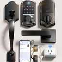 Veise VE017G-H Wi-Fi Smart Fingerprint Front Door Lock Set, Remote App Control, Keyless Entry Deadbolt with Handle, Backlit Keypad, Alexa Compatible, Auto Lock, Easy to Install, Matte Black