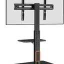 Perlegear Floor TV Stand with Power Outlet, Universal TV Stand for 32-75 inch TVs up to 110 lbs, Height Adjustable Standing TV Mount, Tall TV Mount with Wood Base, Max VESA 600x400mm, PGFS06