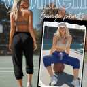 Ficerd 3 Pcs Women's Capri Sweatpants Joggers Summer Casual Sports Cropped Lounge Pants High Waisted Athletic with Pockets (Black, M)