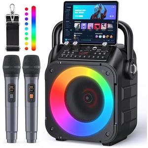 Amazon.com: Karaoke Machine, Portable Bluetooth Speaker with 2 Wireless Microphones for Adults & Kids with Lights, Karaoke Microphone with PA System Supports USB/TF/FM/AUX for Home Party Home System Packages : Musical Instruments
