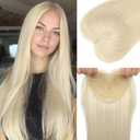 Isaic 24 Inch Synthetic Hair Toppers for Women with Thinning Hair, Clip In Crown Topper Hair Extensions with Adjustable Bandage, Layered Wiglet for Natural Coverage (Platinum Blonde)