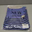 Rooscier Women's Striped Knit Pullover Sweater Crew Neck Long Sleeve Loose Sweaters with Pocket (Purple, L)