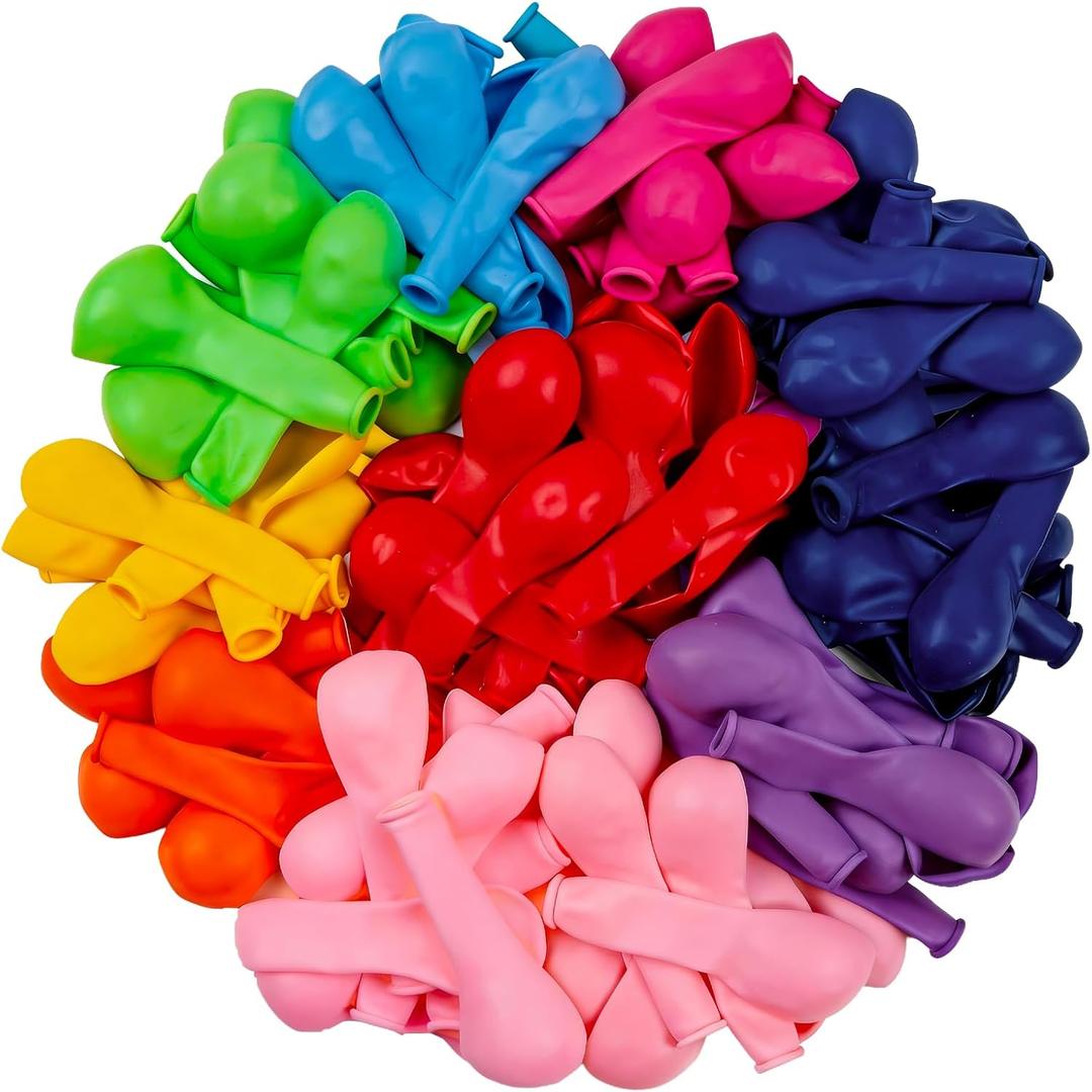 PartyWoo Assorted Colors Rainbow Balloons 100pcs 5 Inch Multicolor Colorful Primary Color Balloon for Graduation Baby Shower Unicorn Fiesta Flower Spring Rainbow Theme Birthday Party Decorations