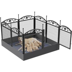 BingoPaw Dog Playpen Indoor: 8 Panels 32 Tall Metal Pet Pen Puppy Whelping Box with Waterproof Bottom - Outdoor Doggy Run Fence with Door for Small Medium Large Dogs