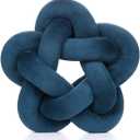 Knot Plush Throw Pillow Handmade Knotted Star Pillow Soft Sofa Lumbar Cushion Stuffed Cushion Home Office Children Room Decor, Navy Blue