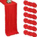 6 Pack Red Table Runner Cheesecloth 10FT Boho Cheese Cloths Gauze Fabric Table Runner 120 Inch Rustic Sheer for Spring Wedding Birthday Party Baby Shower Holiday Home