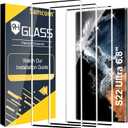 3 Pack Galaxy S22 Ultra Screen Protector, HD Clear Tempered Glass, Fingerprint Unlock, 3D Curved, Scratch Resistant, No Bubble for Samsung Galaxy S22 Ultra 5G Glass Screen Protector