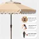 9FT Patio Umbrella with Fringe,Tassel Umbrella with Push-Button Tilt | UPF 50+ & Rust-Resistant Fiberglass Frame for Patio, Pool,Garden,Yard(Khaki)