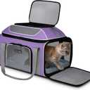 Petskd Top-Expandable Pet Carrier 19x13x9 Inches Southwest Allegiant Airlines Approved, Soft-Sided Carrier for Small Dog Under 12 lbs and Large Cat Under 15 lbs(Purple)