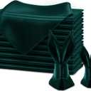 KKJIAF Hunter Green Silky Satin Napkins (12 Pieces, 17x17 Inches),Washable Polyester Square Table Napkins for Wedding Dinner Party Decoration