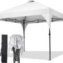 Pop Up Canopy, 10x10 FT Instant Outdoor Canopy Tent with Carrying Bag, 3 Adjustable Heights - Portable for Event, Parties, Camping and More Outdoor Activities (White)