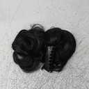SARLA 2PCS Black Messy Bun Hair Pieces for Women Detachable Claw Clip Wavy Curly Synthetic Hairpieces for Updos with Tendrils Fake Scrunchies Ponytail Extension