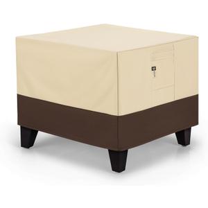 Arcedo Square Outdoor Ottoman Cover, Waterproof Coffee Table Cover, Durable Patio Side Table Cover, Patio Ottoman Cover for Outdoor Furniture, 32”L x 32”W x 18”H, Beige and Brown