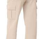 QINSEN Baggy Medium Waist Elastic Sweatpants for Womens Casual Long Fleece Cargo Pants with Pockets (X-Large, Beige)