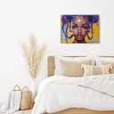 African American Teen Black Girl Wall Art Purple Hair Girl Prints Painting Picture Canvas Framed Inspirational Wall Art Decor For Living Room Kitchen Office Bathroom Bedroom Home Wall Art Wall Decor (20"L x 16"W)