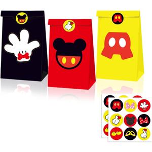 JAMNSY 24Pcs Cartoon Mouse Gift Box, Cute Party Favor Candy Boxes with Handles, for Boys and Girls Birthday Party Gift Giving & Decorations Supplies - 3 Styles