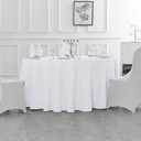 Fokitut 2 Pack Waterproof Round Tablecloth, 60 Inch, Stain Resistant and Wrinkle Polyester Table Cloth, Fabric Table Cover for Kitchen Dining, Wedding, Party, Holiday Dinner-White