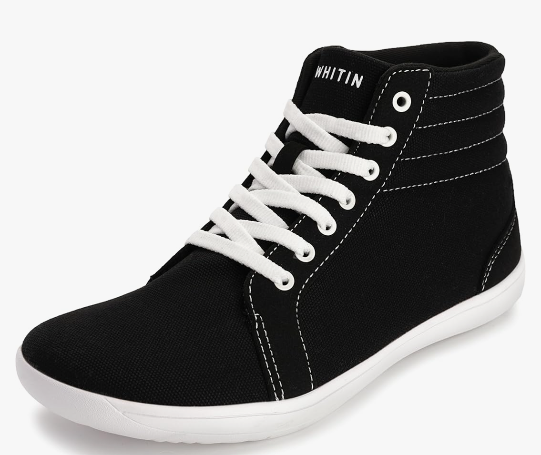 WHITIN Women's Wide High-Top Canvas Barefoot Sneakers | Minimalist Street-Ready Fit | Comfort-Forward Ankle Support Size 38